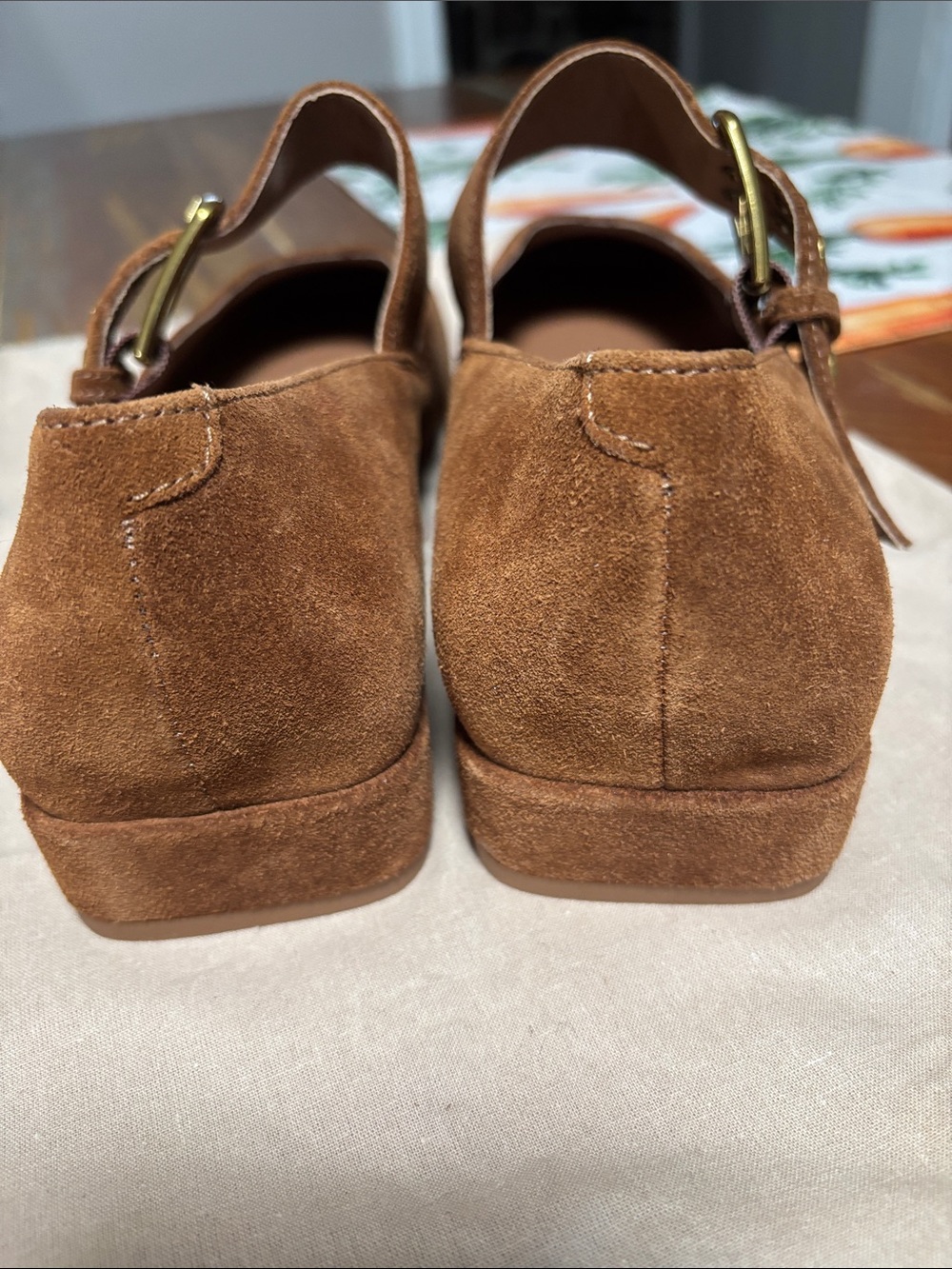 Seychelles Cognac Suede Mary Jane Flats with Buckle 9.5 - Picture 3 of 5